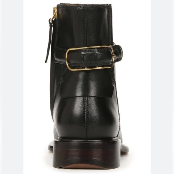 NEW $170 Franco Sarto Elese Black leather buckle heel ankle bootie women size 6 - Picture 2 of 7